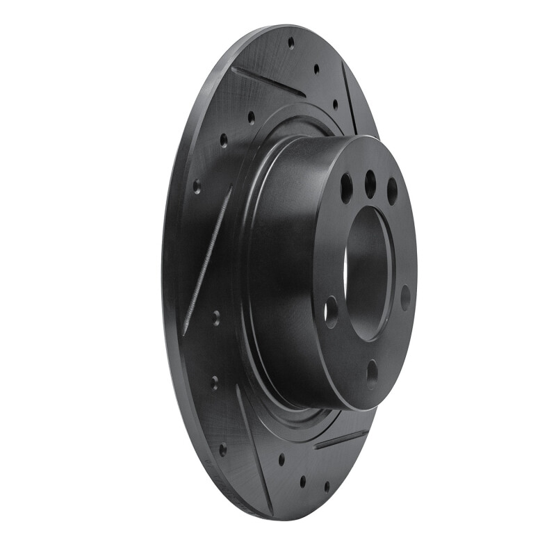 Mini Cooper Countryman Brake Rotor (1) - Rear Right - R1 Concepts - Drilled & Slotted - Black - `13-`16